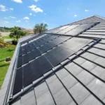 Solar panels installed on a residential metal roof